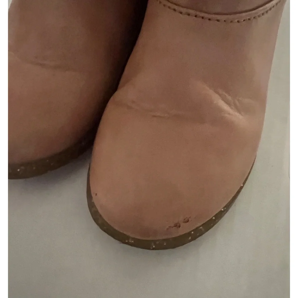 Old Navy Pink Faux Leather Side Zip Ankle Boots Girls Size 11
